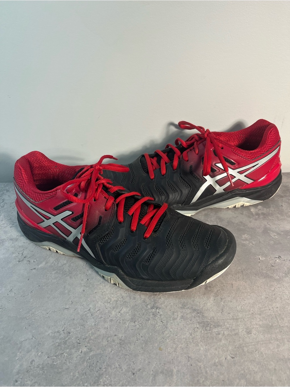ASICS Gel Resolution 7 Tennis Shoes Black Red Men’s Size 9